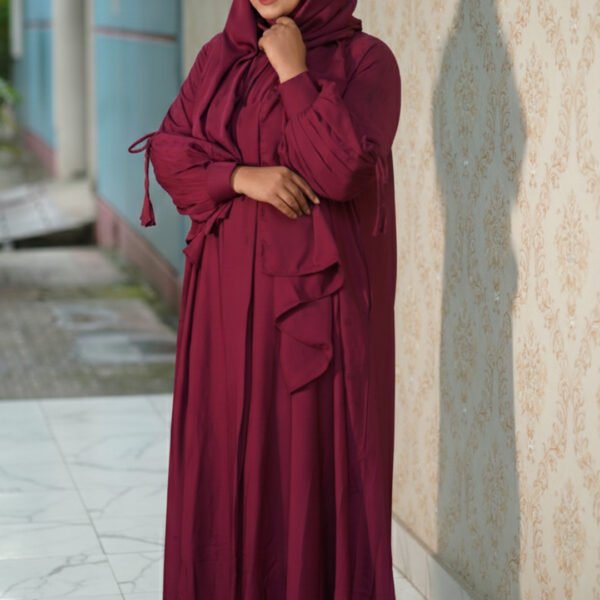 Modern Abaya Borka – Elegant Maroon Color V2